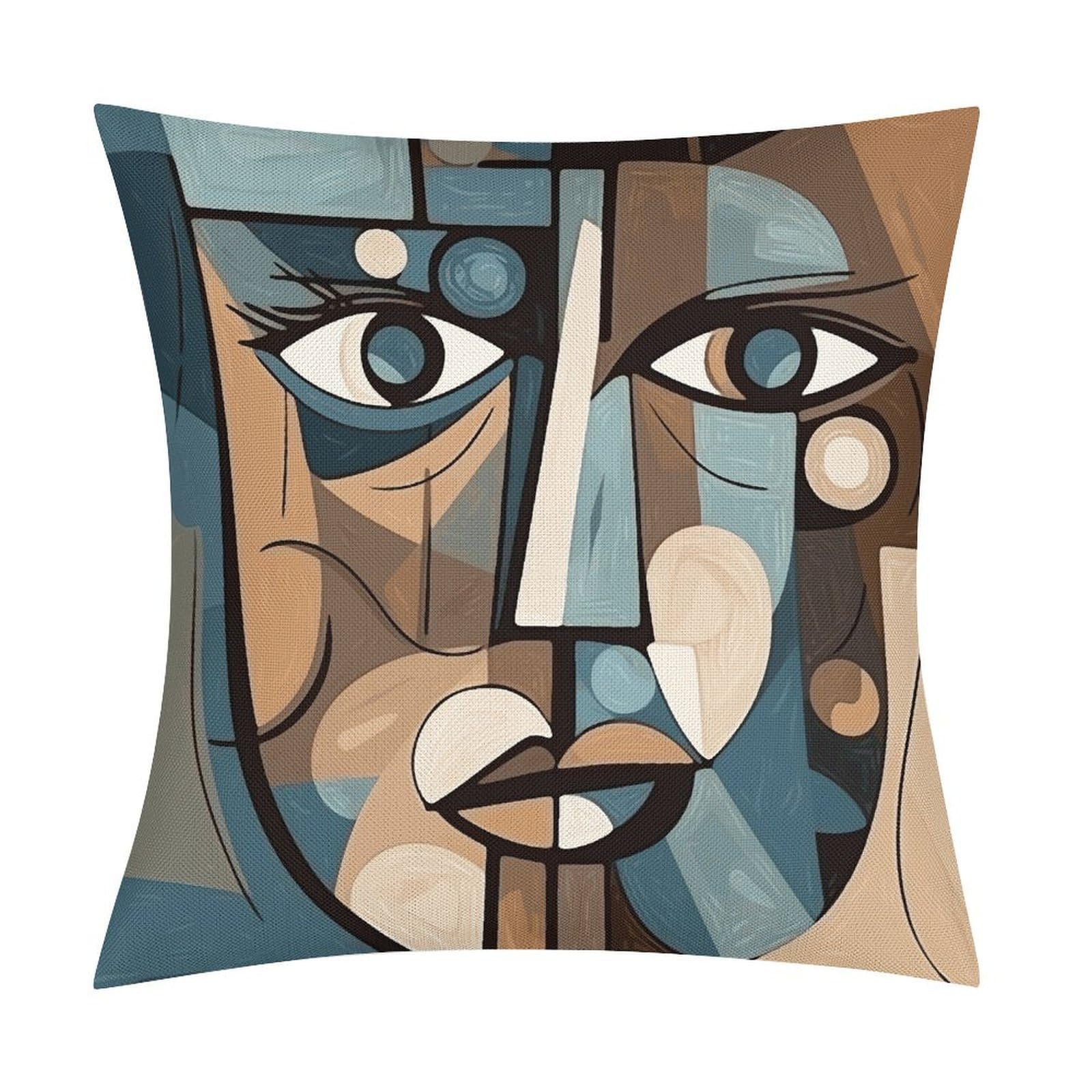 Adfgyerh Style Smiling Woman Drawing Pillow Covers Soft And Comfortable Invisible Zipper ，Home Decor 18X18 Inch Edging Technology，Throw Pillow Covers For Couch Sofa Bedroom Living Room.