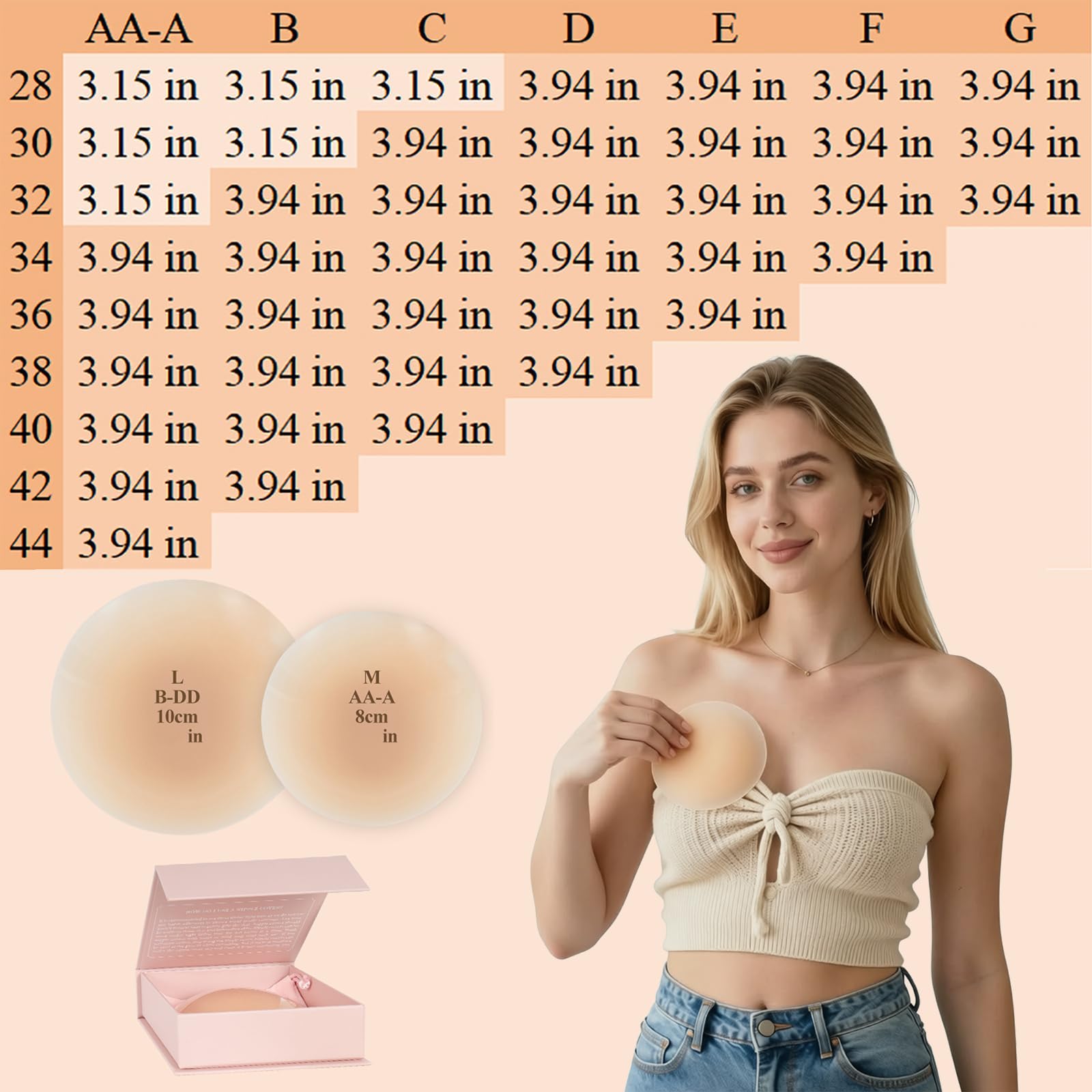 Fundas para pezones de silicona de grado médico no pegajosas, cuerpo de ajuste natural, reutilizables, sin costuras, con caja de viaje