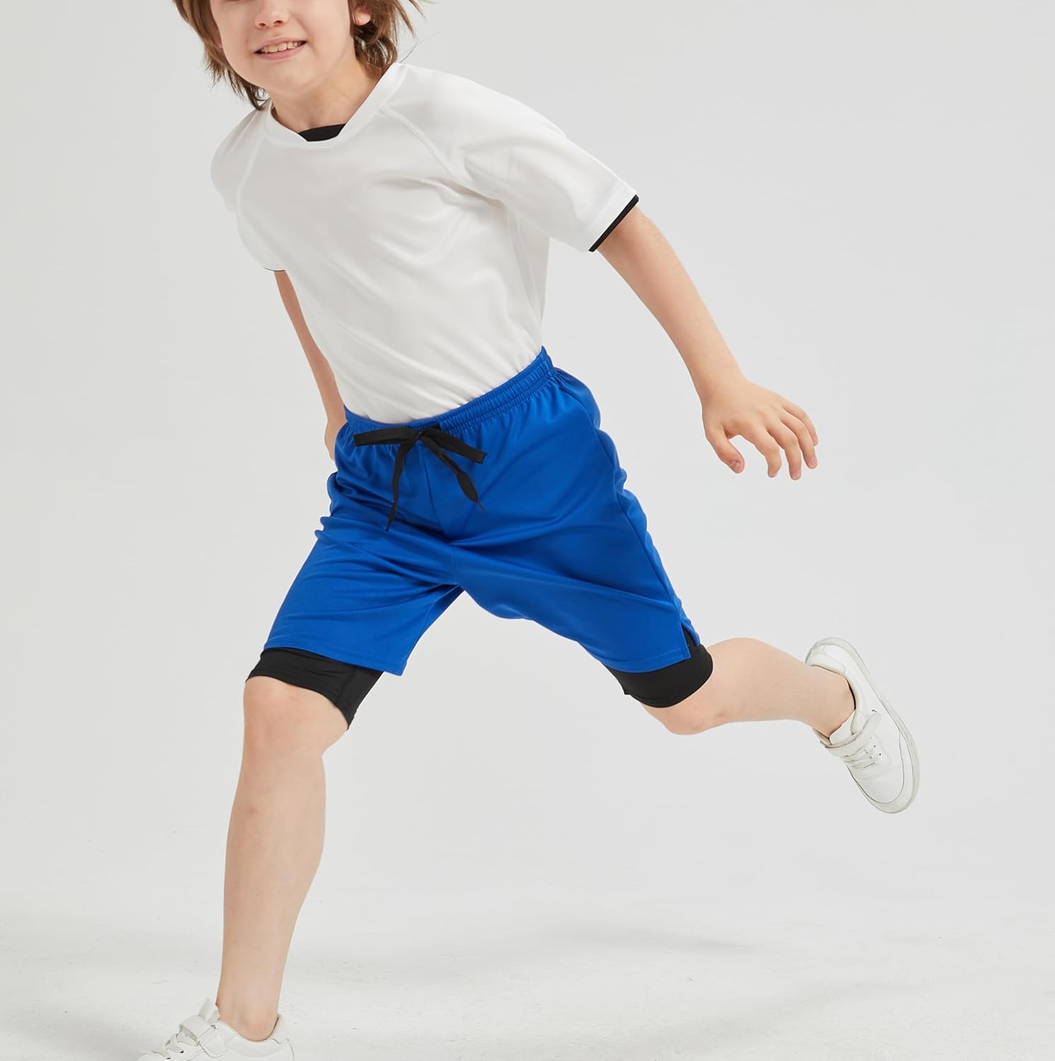 DANI CHINS Boys 2 in 1 Athletic Active Shorts Sports Running Quick Dry Breathable Compression Shorts - Image 3