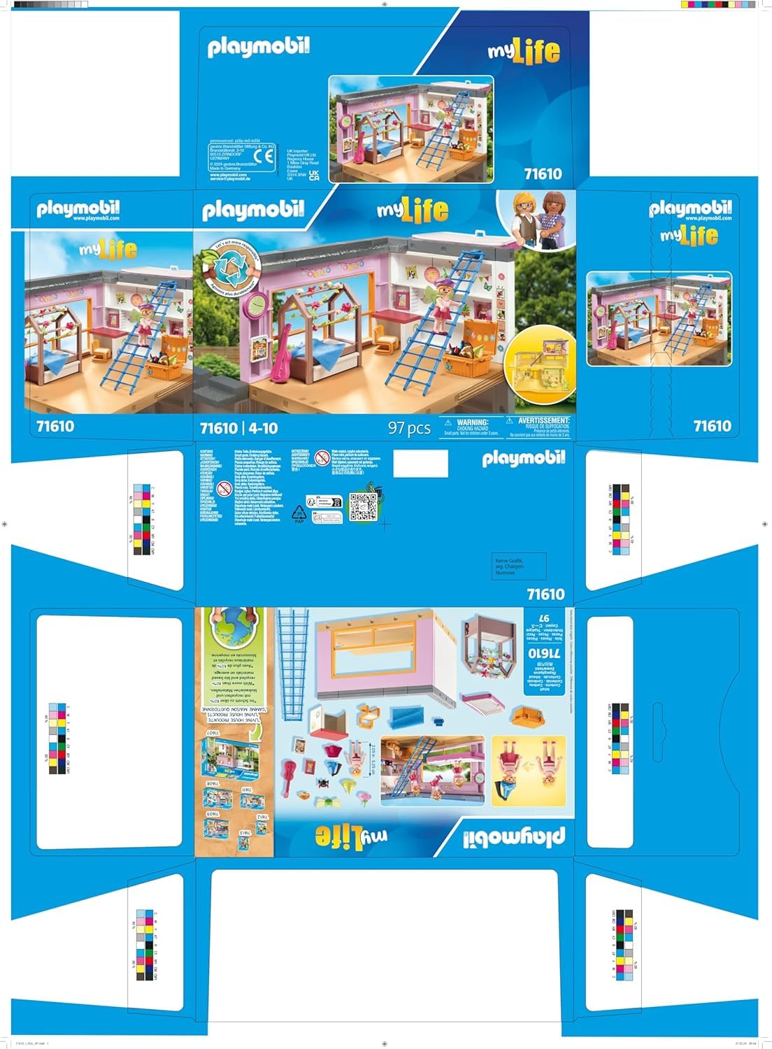 PLAYMOBIL MyLife 71610 Kinderzimmer, inklusive Einer Mädchenfigur und einem Stickerbogen, zu über 80 % aus recycelten und biobasierten Materialien, vielfältiges Spielzeug für Kinder ab 4 Jahren