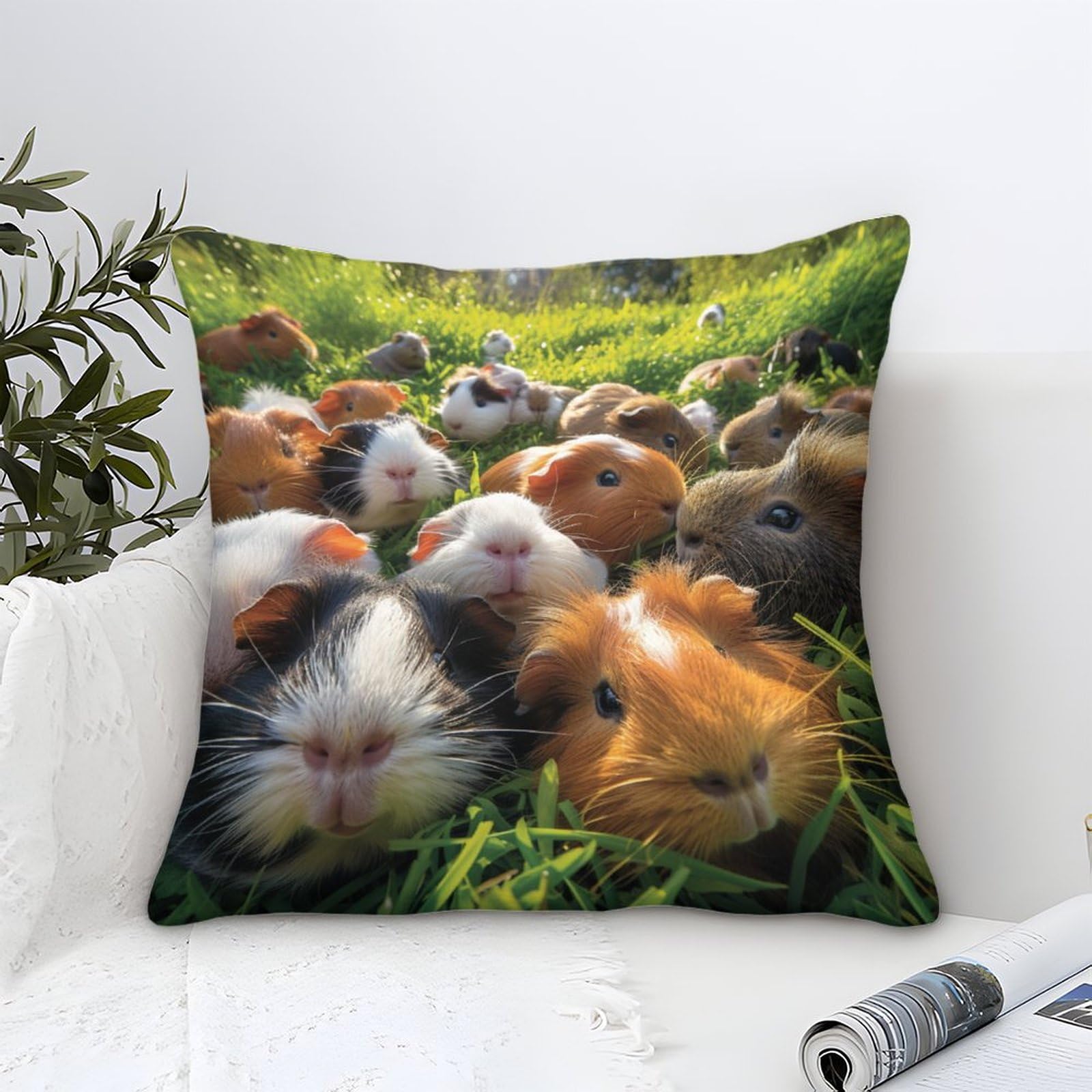 Unrxjzlvm Style-5 Guinea Pig Cushion Cover 1 Pack Decorative Machine Washable Pillowcases Square Cushions With Invisible Zipper Cushion Covers For Outdoor Home Bed Decor Throw Pillow Case 45X45cm