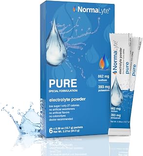NormaLyte Pure Unflavored Electrolyte Powder, Hydration Stick, 6 Count | Clinically studied formula, Electrolyte drink mix, Hydration support, Single-serve convenience, Ready in seconds