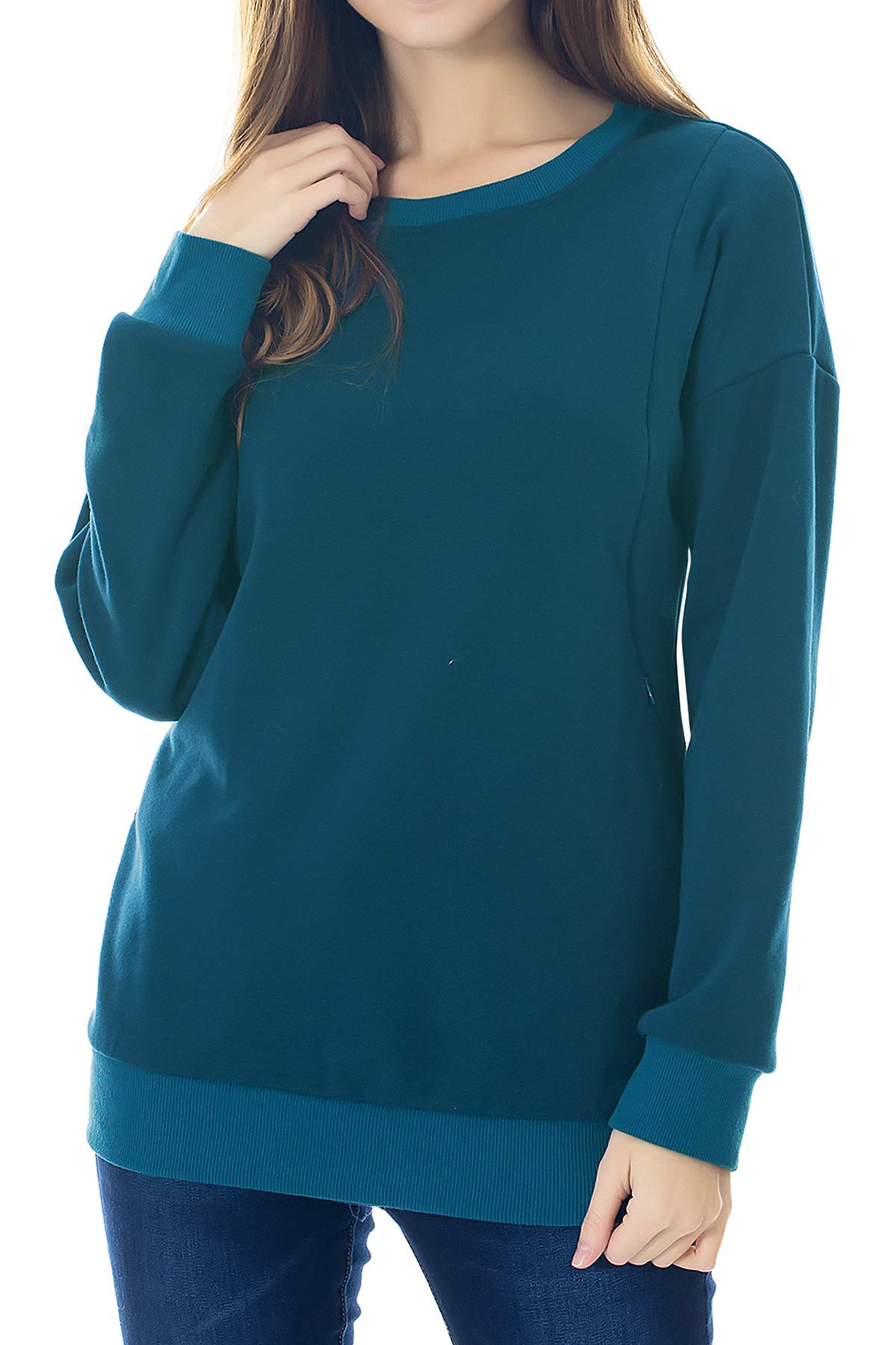 Smallshow Stillen Sweatshirt Langarm Teal S