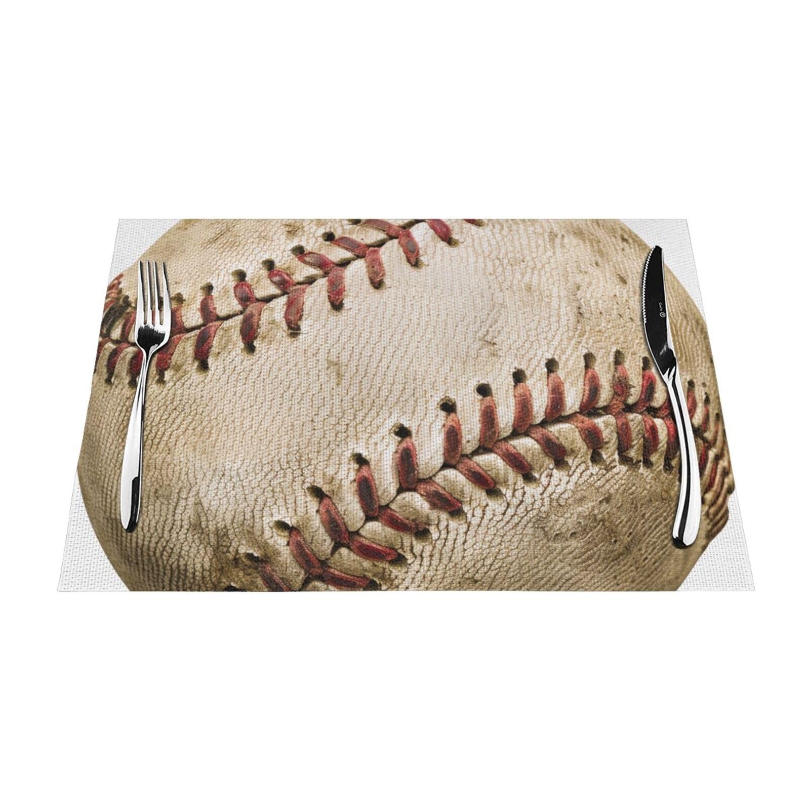 Baseball 1 Printed PVC Placemat 1 PCS for Kitchen Dining Table Heat-resistand Washable Table Mats 18x12 in