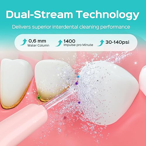 Miniatura 2 de COSLUS - Irrigador de agua portátil para dientes 4 modos y 5 niveles de intensidad, cepillo dental eléctrico profesional para encías sensibles,