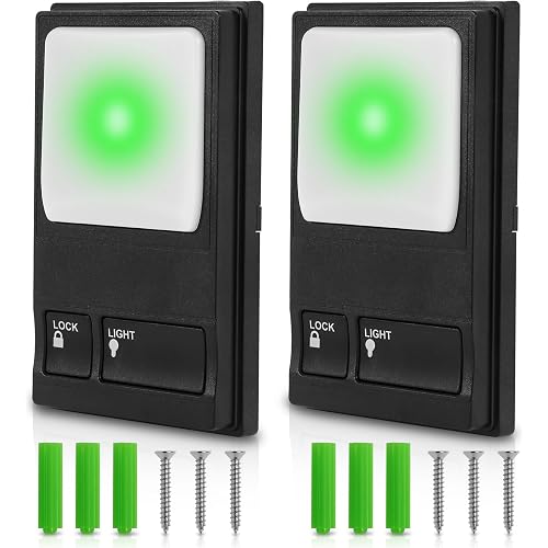 Garage Door Opener Wall Mount Control Panel, Compatible for Liftmaster Chamberlain Craftsman 41A5273-1 78LM, Multifunction Wired Connect Power Light Lock Control Button, Red Green Purple Button 2 Pack