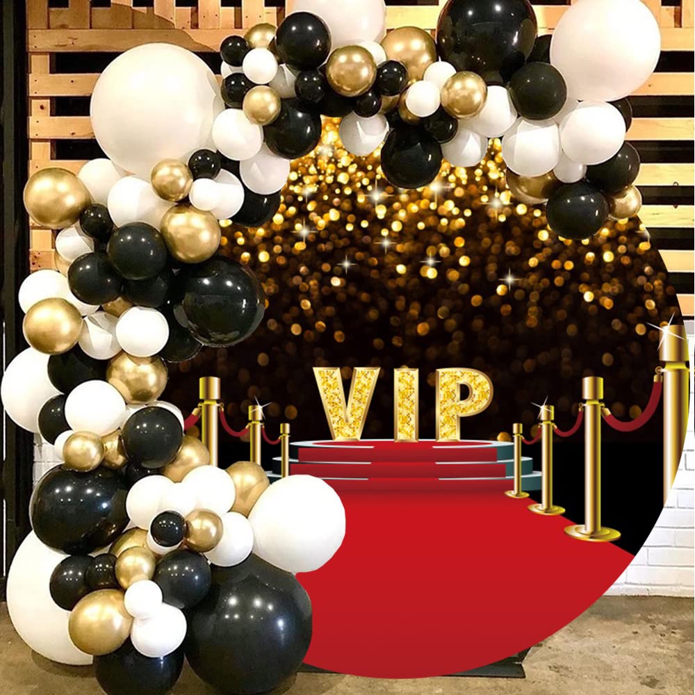 Sfondo rotondo con tappeto rosso, sfondo a tema cinema notturno a tema palcoscenico dorato glitterato VIP sfondo rosso attività matrimonio festa di compleanno decorazione servizio fotografico