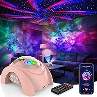 Vista 15 de Rossetta Proyector de galaxia de doble lente, proyector de estrellas para dormitorio con altavoz Bluetooth y ruido blanco, control remoto