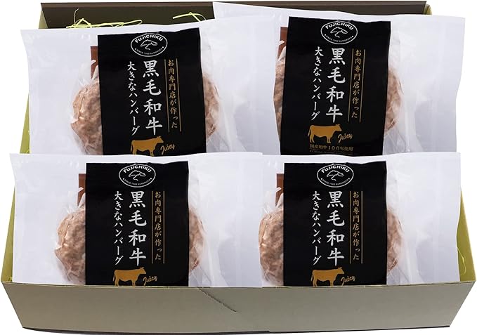 Amazon 国産黒毛和牛 藤彩牛 肉汁たっぷり大判ハンバーグ 0g 4個 フジチク フジチク 惣菜 通販