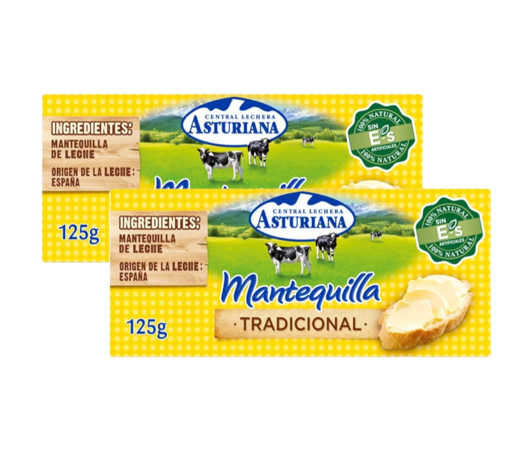 Mantequilla Central Lechera Asturiana 125g Pack 2 Tradicional Sin Lactosa