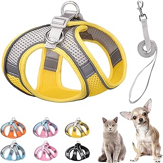 PETPUBGNZS Soft Small Dog Harness and Leash Set Step in Air Mesh Puppy Harness Leash Easy Walk Dog Harness Vest Adjustable...