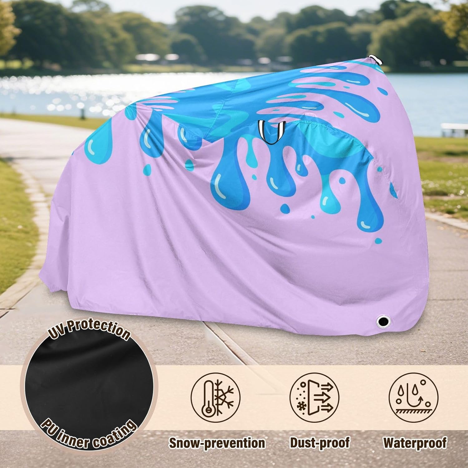 Blue Drip Design on Light Purple Covers for Bike Waterproof Mountain Bike Cover Bikes Accessories