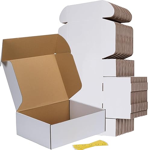 Miniatura 1 de RLAVBL Juego de 50 cajas de envío de 12 x 9 x 4 pulgadas, cajas de cartón corrugado medianas blancas para embalaje de pequeñas empresas