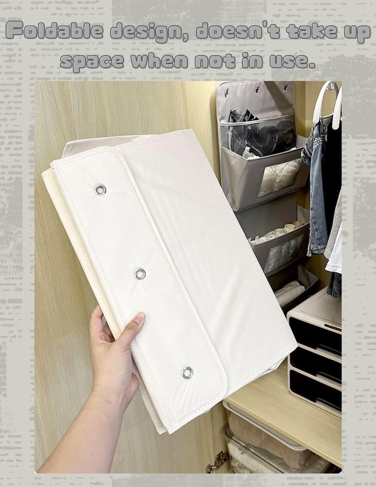 Organizador colgante de 3 capas 40 x 90 cm – Organizador de pared plegable de tela Oxford con 3 ganchos, organizador de puerta sin taladrar, almacenamiento para baño, armario (albaricoque)