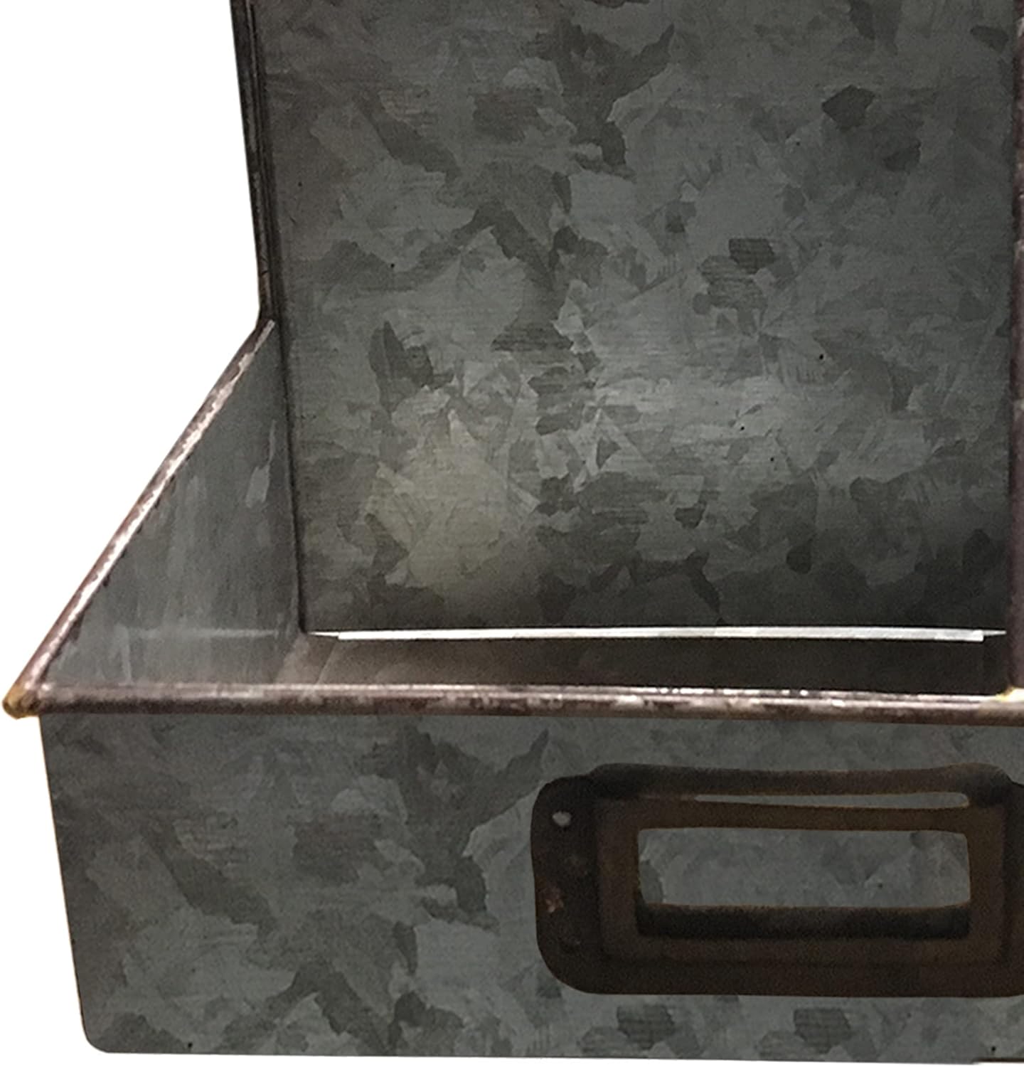 Colonial Tin Works Weathered Industrial Galvanized Metal Four Pocket Desktop Caddy, Grey