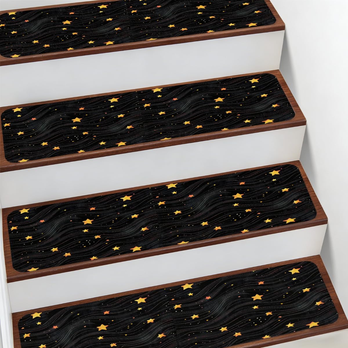 Alfombras para escaleras antideslizantes con líneas de estrellas decorativas