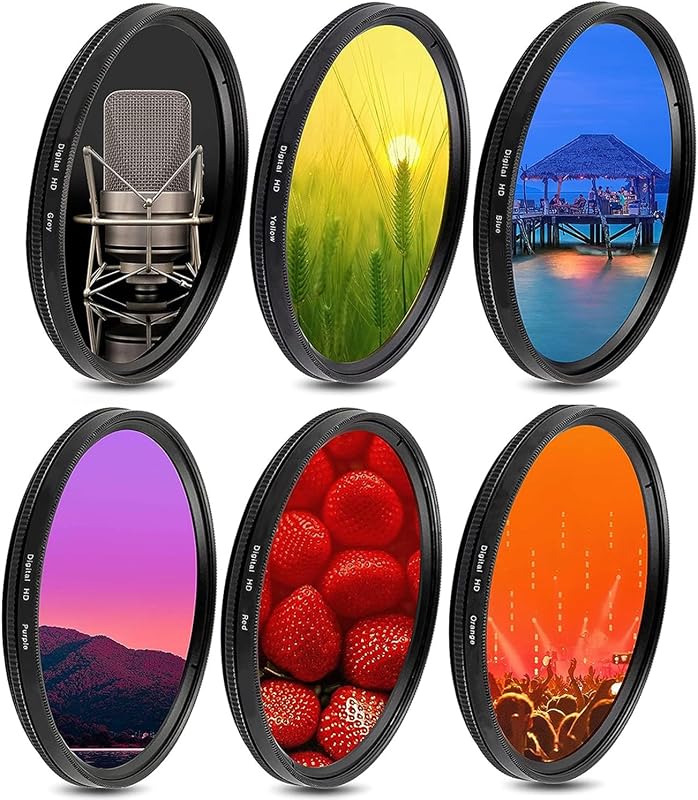 Acuvar 58mm Graduated Color Lens Filter Kit, 6 Piece Gradient Filter Set for DSLR and Mirrorless Camera Lenses – Includes Photography Filters, and Outdoor Effects + Travel Pouch –Fits 58mm Lens Thread