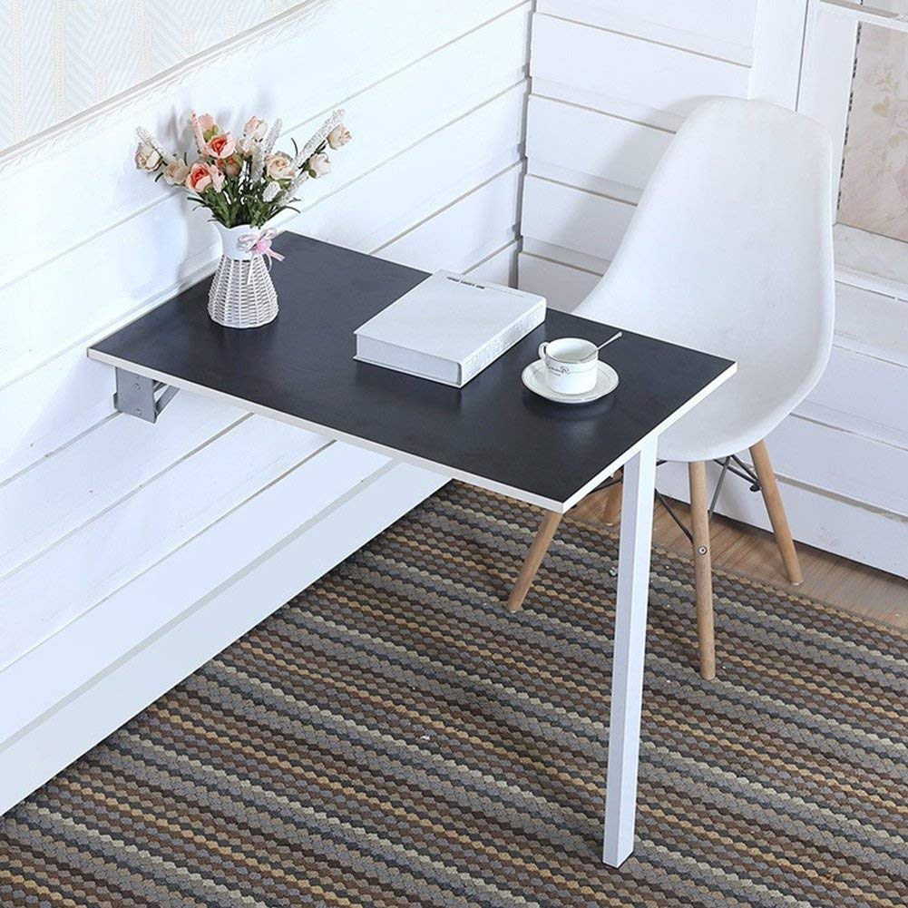 Cvghnfk Laptop holder Wall-Mounted Drop-leaf Table Folding Dining Table Computer Desk Coffee Space Saver Fold,Drop-Leaf Wall Mounted Table Black (Size : 80 * 50cm)