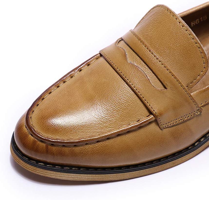 Mona flying Women's Classy Leather Penny Loafer Dress Casual Slip on Flat Office Work Shoes for Ladies - Image 4