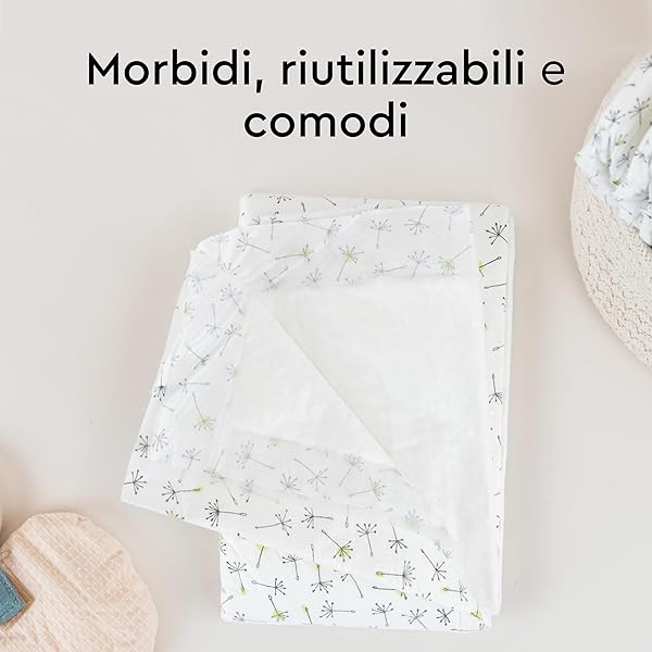 Teli cambio LILLYDOO – 60 x 60 cm, confezione da 50 pezzi (5x10 pezzi), super morbidi, senza profumi e lozioni, ideali per pelli sensibili, dermatologicamente testati - 5