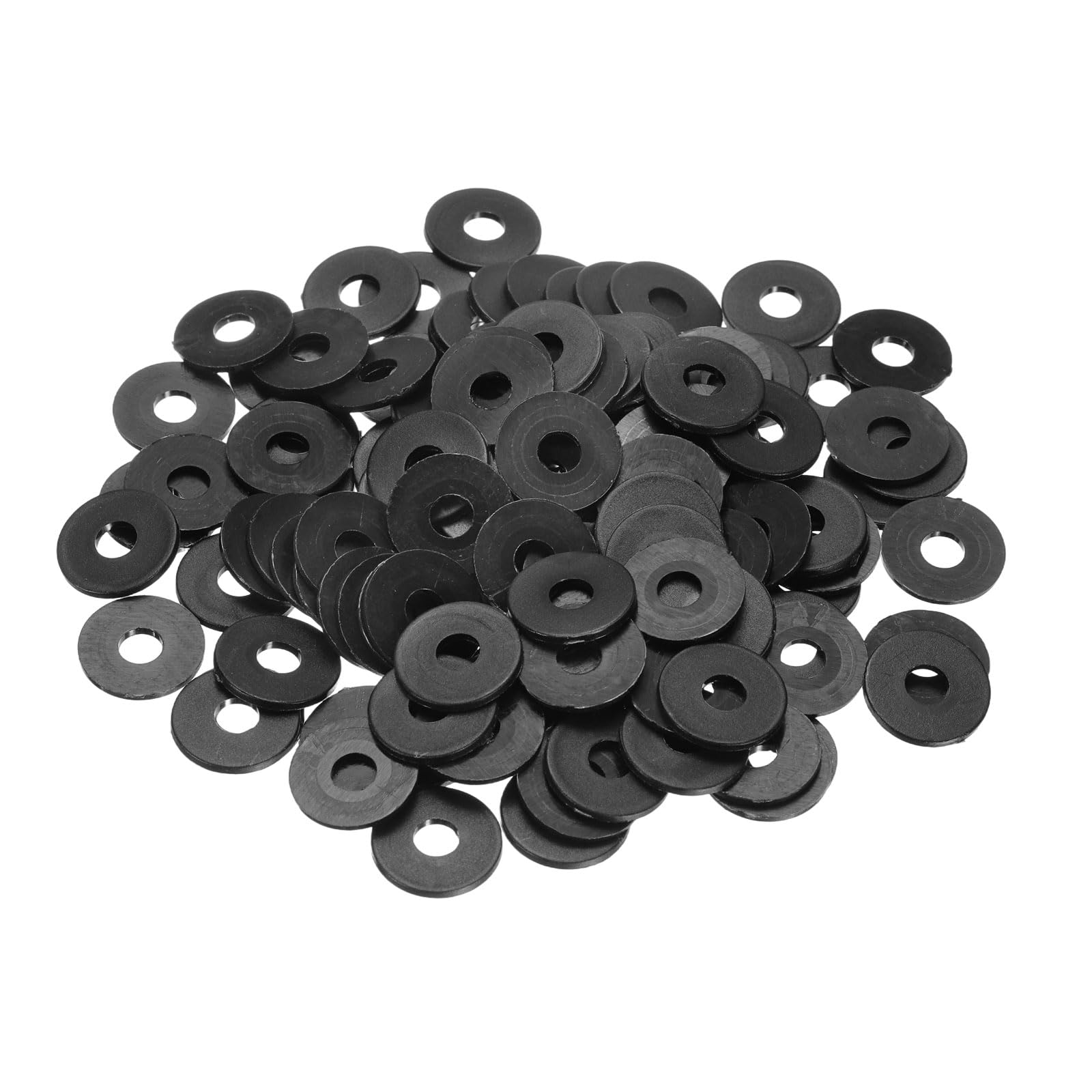 PATIKIL M4 Nylon Flat Washer, 125 Pcs 4mm ID 12mm OD 1mm Thick Plastic Sealing Gasket Spacer for Fasten Screws Flanges Faucet Pipe Valves, Black