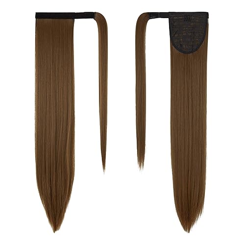 Miniatura 2 de OMGREAT Extensión de cola de caballo con clip para mujeres (20 pulgadas, mezcla de rubio ceniza)