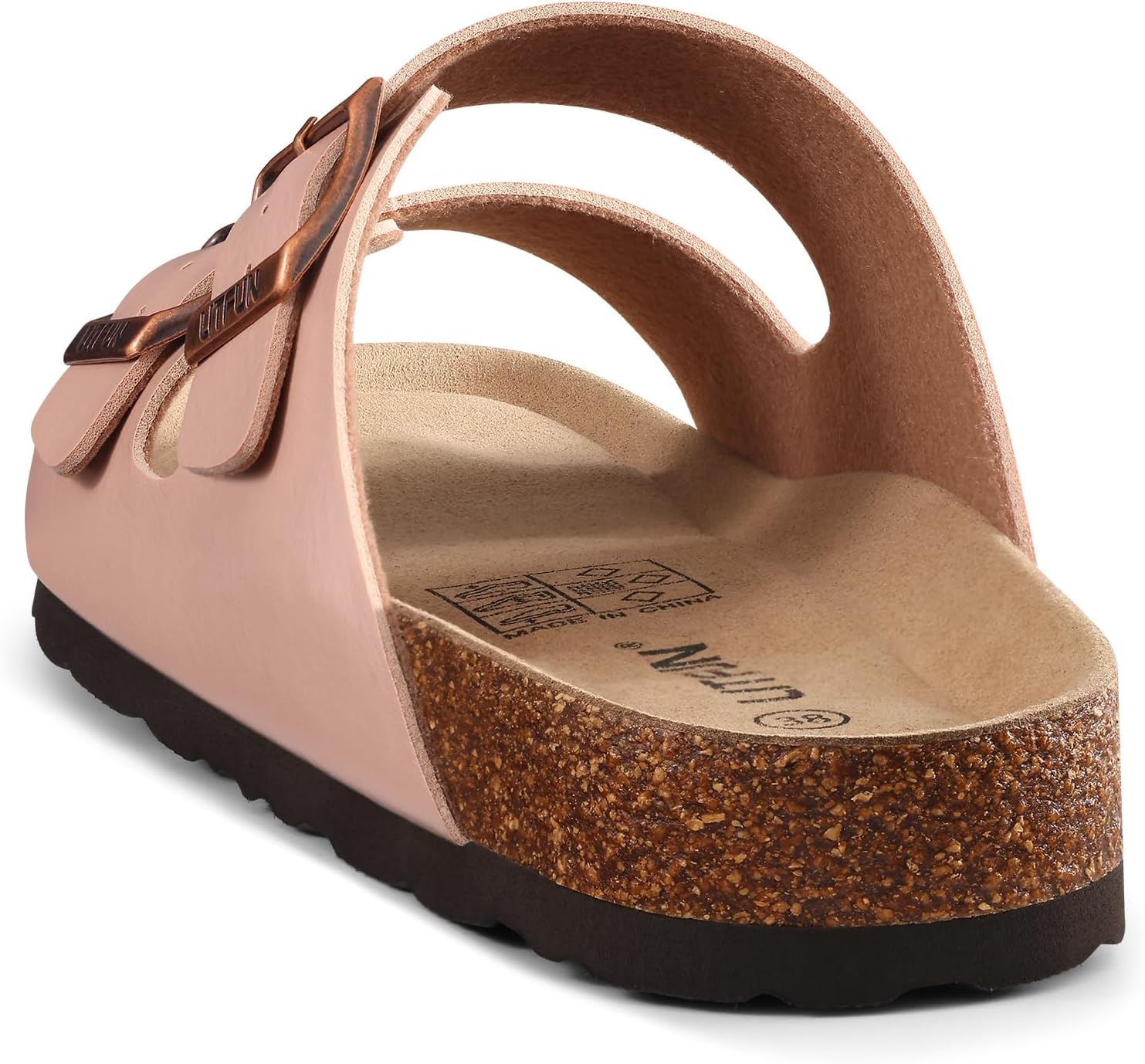 Litfun Unisex Cork Footbed Sandal Summer Slip On Slide Sandals with Adjustable Buckle for Women Men