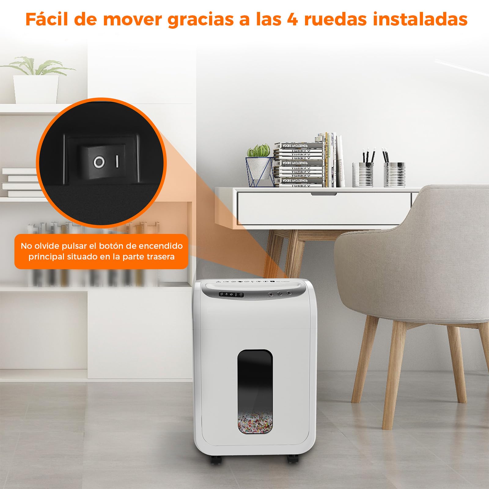 VidaTeco Destructora de Partículas Nivel de Seguridad P5 para Documentos Sensibles, 9 Hojas (80 g/m²),Partículas de 2×14 mm RGPD, Cesta 20L, Trituradora de Funcionamiento Silencioso para Oficina
