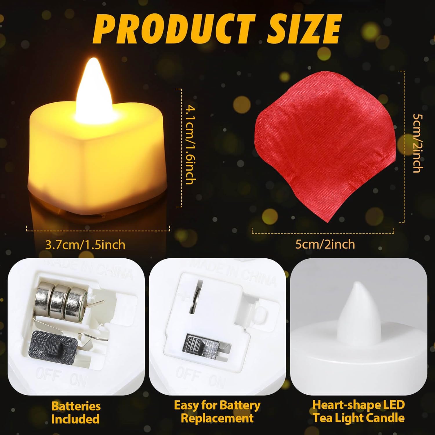 Acejoz Rose Petals and Candles Set, 6000 Pieces Fake Rose Petals and 72 Pieces Heart Candle Lights for Bedroom Romantic Decorations for Special Night, Wedding, Anniversary, Valentines Day - Image 4