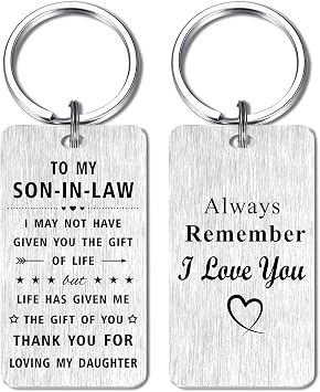 Jzxwan Son in Law Gifts from Mother in Law, Groom Birthday Wedding Keychain