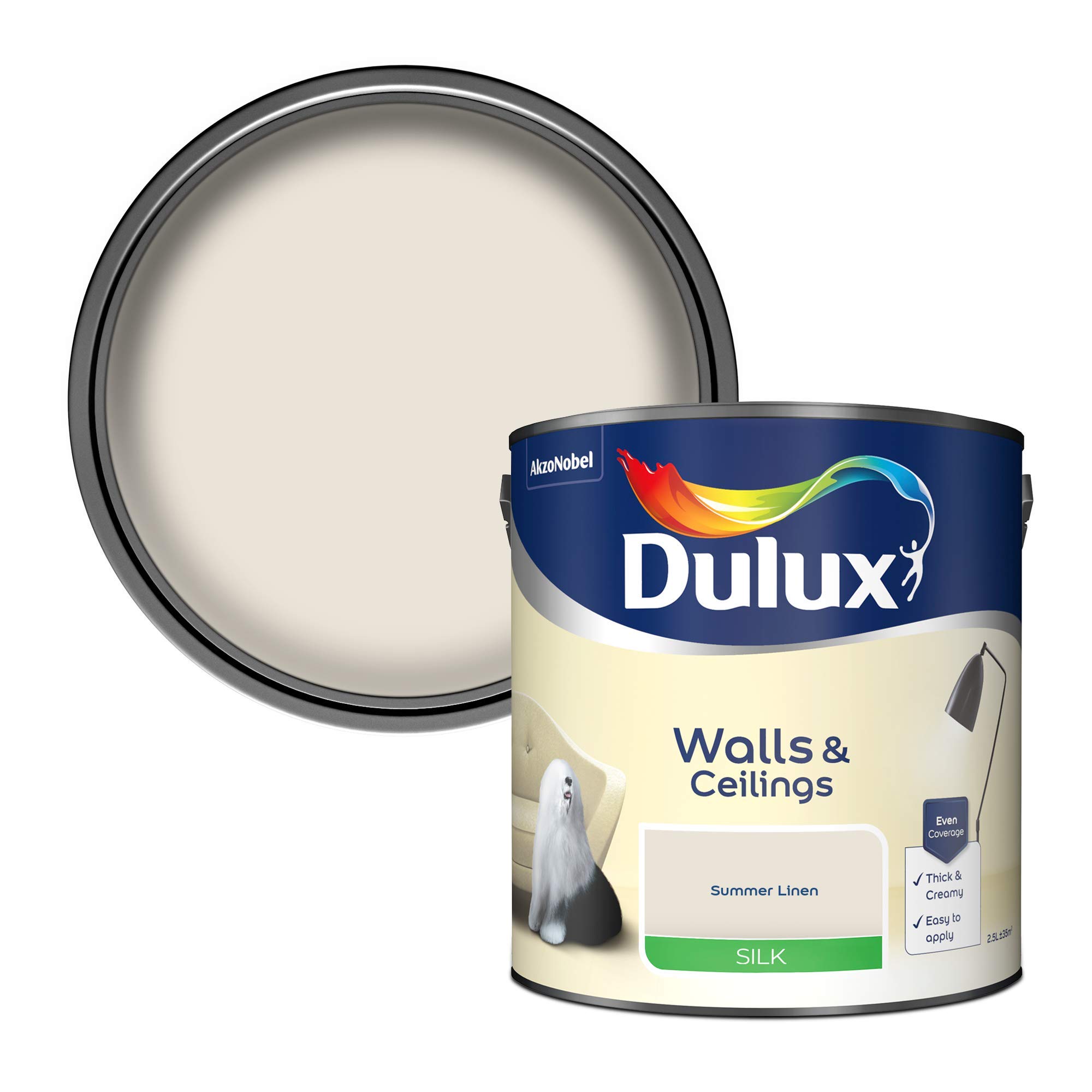 Dulux Beige Silk Emulsion Paint, 2.5L, Summer Linen  x  x 