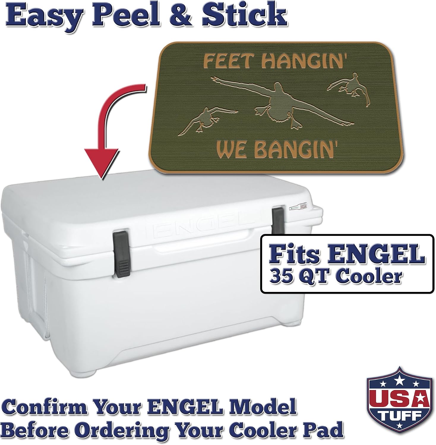 USATuff SeaDek EVA Mat Cooler Pad fits Engel | Peel & Stick Application | Non Slip Comfort Accessories - Feet Hangin We Bangin Design (OG-M)