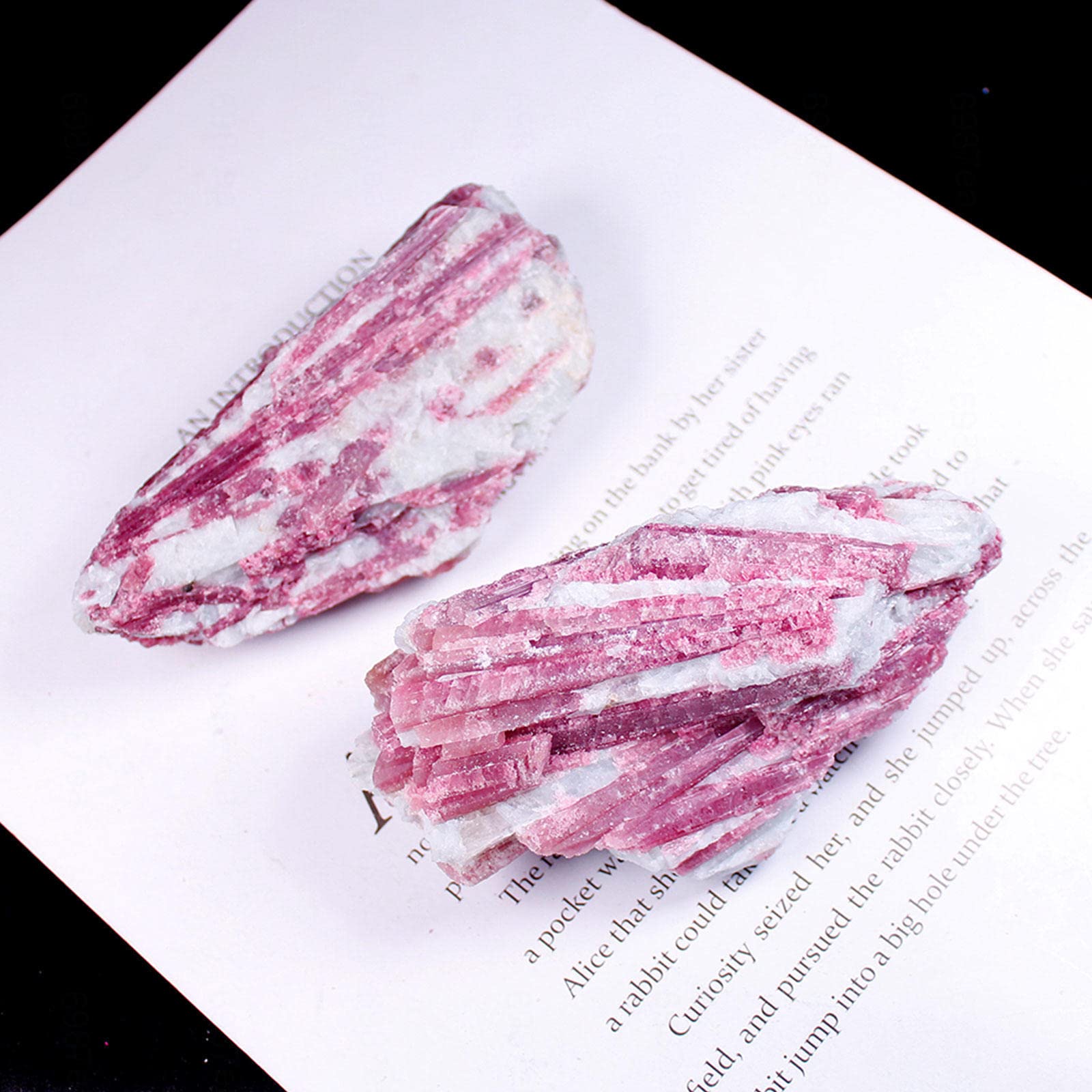 Pflaumenblüten-Turmalin-Steine, Kristall-Cluster-Geode – hochwertiger natürlicher Kristallstein – Felsexemplar for Reiki-Kristall, Wicca-Wahrsagerei, 200 g Geschenk (Size : 250g)