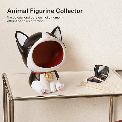 Miniatura 4 de Linda estatua de gato sonriente para plato de caramelos, soporte para llaveros, escritorio de trabajo, almacenamiento de accesorios de oficina,