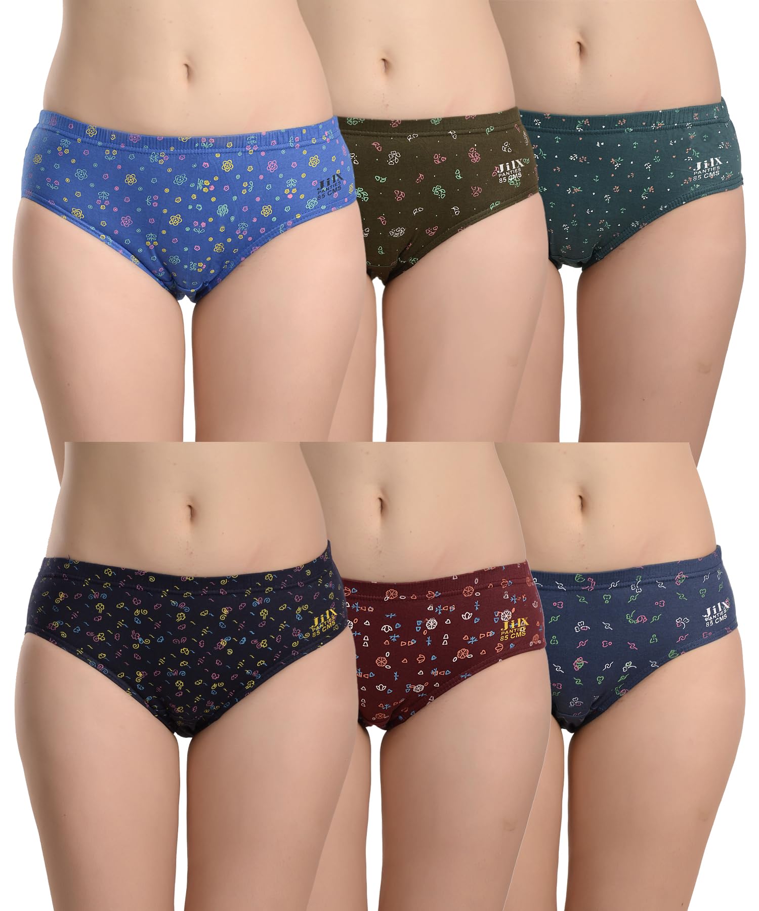 JIL X Panty Set for Women | Printed Mid Waist Cotton Panties for Women Combo | Hipster Briefs | Soft Breathable Innerwear for Women | Ladies Innerwear