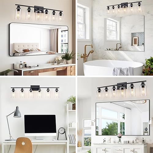 Miniatura 5 de 6 lámparas de baño, lámpara negra para tocador sobre el espejo, moderna casa de campo, apliques de pared para baño, dormitorio, sala de estar,