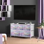 Sorbus Kids Dresser with 5 Drawers - Storage Chest Organizer Unit with Steel Frame, Wood Top, Easy Pull Fabric Bins - Long Wide TV Stand for Bedroom Furniture, Hallway, Closet & Office Organization