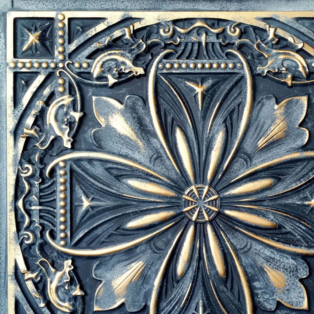 From Plain To Beautiful In Hours DCT10 Milan PVC 2' x 2' Lay-in or Glue-up Ceiling Tile (Covers / 40 sq.ft), Smoked Gold, 10 Piece