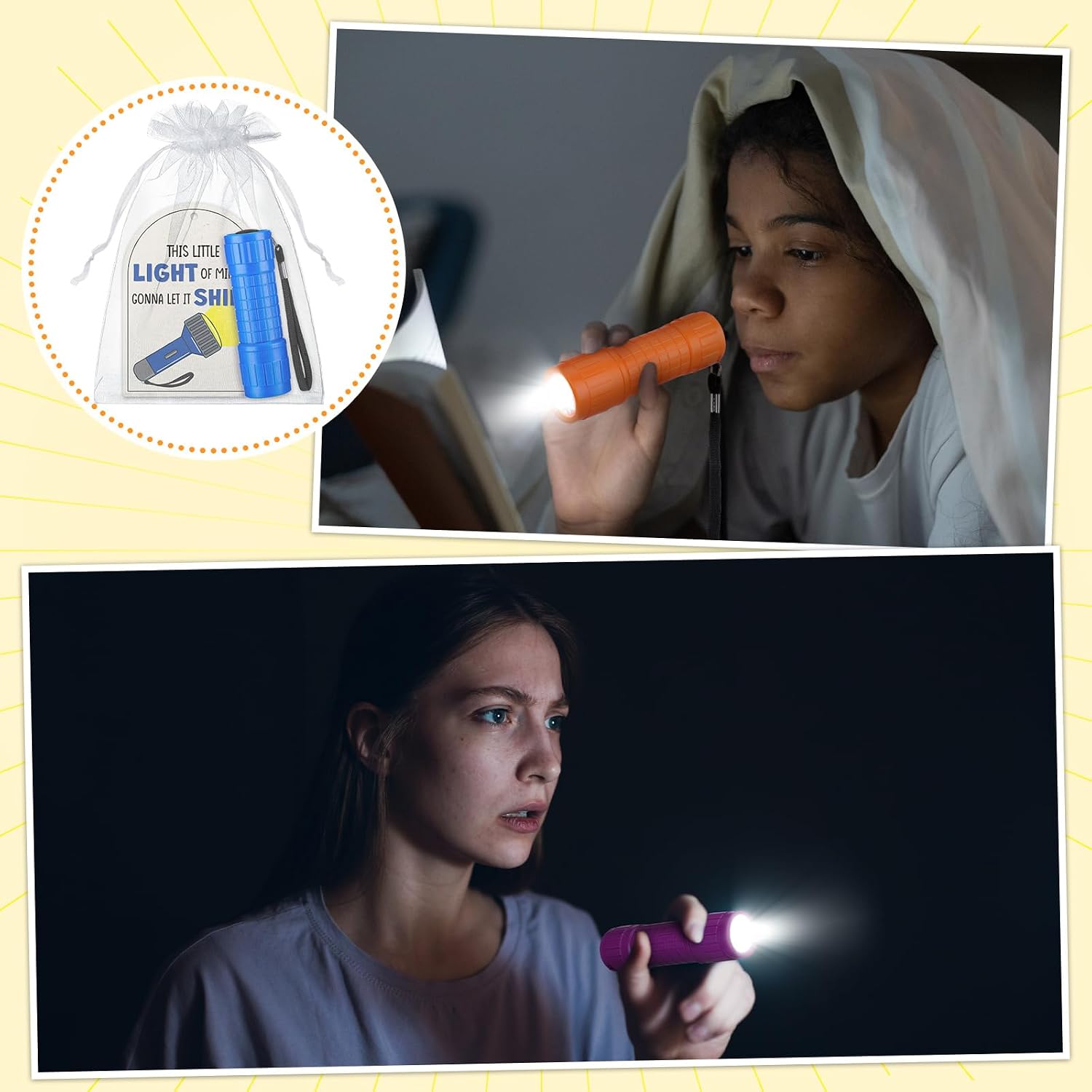 VIHOSE 36 Pcs/12 Set Sunday School Prizes This Little Light of Mine Flashlights 12 LED Lights 12 Bible Verse Cards 12 Bags for Church Religious Christian VBS 2026 End of The Year Illumination Gifts