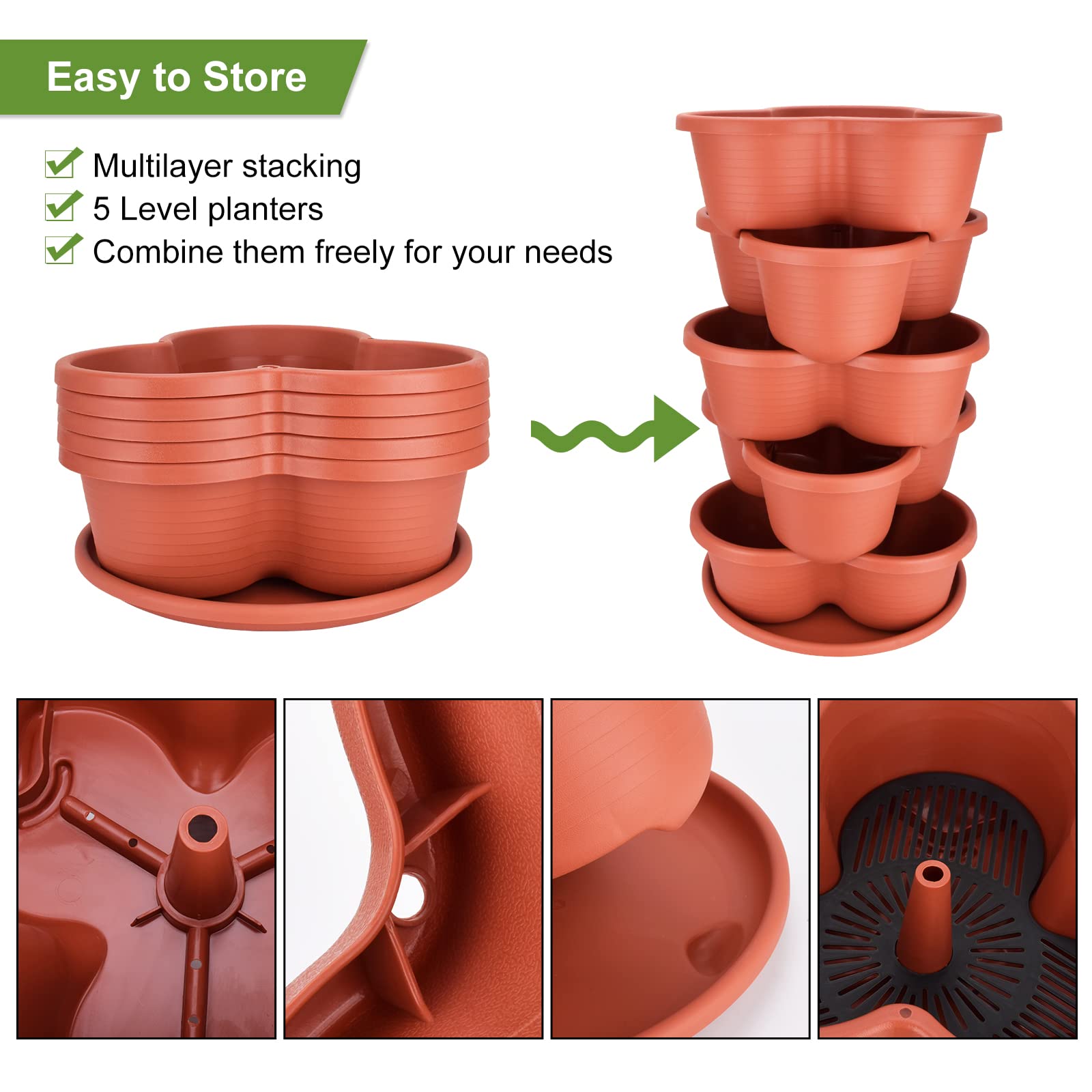 RooTrimmer 2-Pack Stackable Planter Pots, Vertical Garden Planter ...
