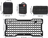 Vista 5 de Kit de organizador de carga para puertas traseras, panel Molle, placa de metal de almacenamiento interior con 3 bolsas de almacenamiento para Jeep