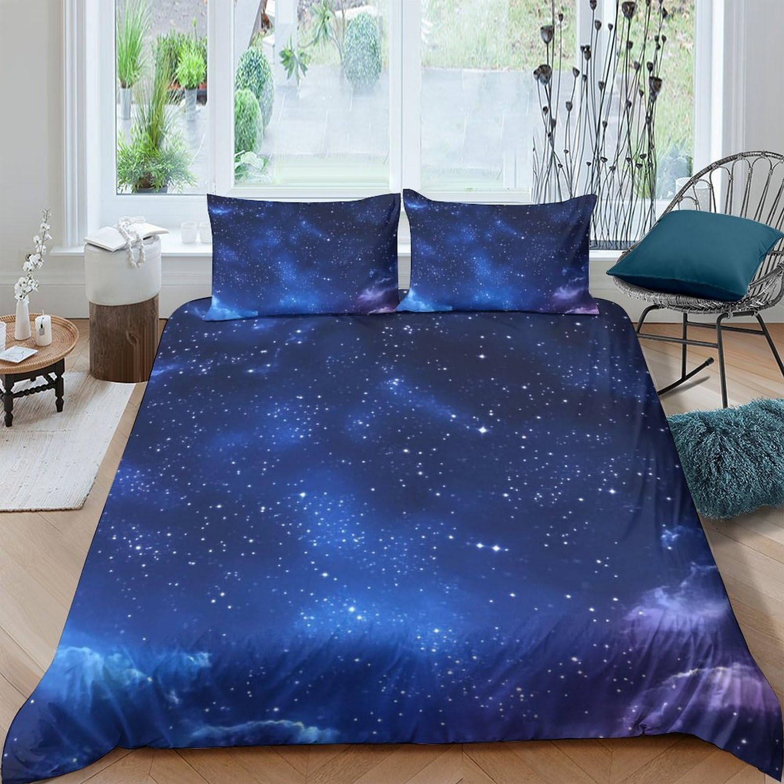 Ctjqhvkz Style-10 3D Printed Galaxy Starry Sky Fitted Sheet Microfiber Soft Cosmic Nebula Mattress Cover Bedroom Decor Washable Anti-Slip Dustproof Single（135X200cm）