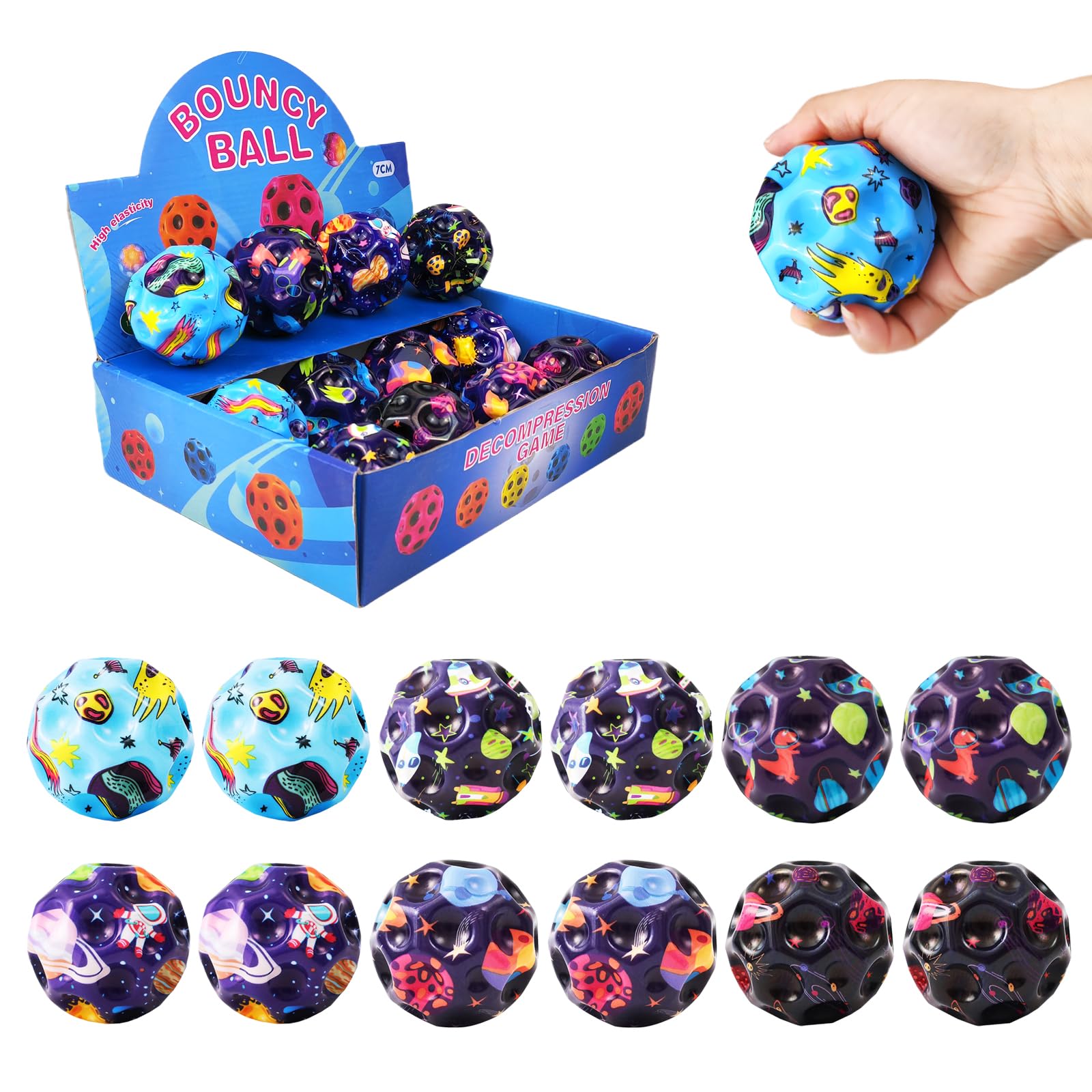 ZHEBAG Bouncy Ball, Colorful Big Super Bouncy Astro Balls, Extreme High Bouncing Balls for Kids,Fun Kids Lightweight Foam Jump Balls for Outside, Improve Hand Eye Coordination Ability