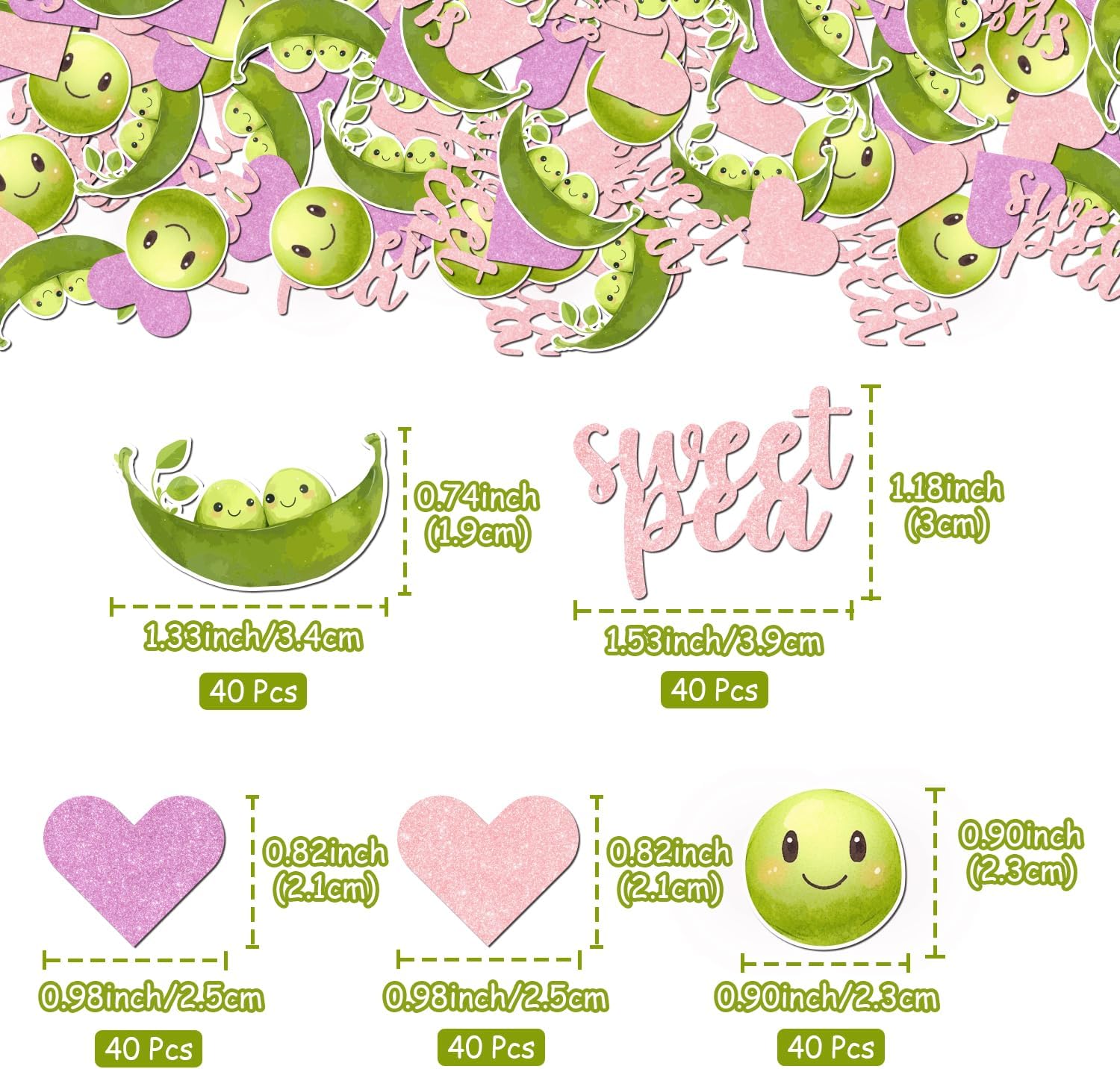 200PCS Sweet Pea Baby Shower Table Confetti, Pink Happy Little Sweet Peas Decorations Scatter for Two Peas in a Pod Party, One Sweet Pea Gift Circle Dots Decor, Girls Birthday Party