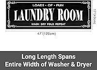 Vista 2 de Alfombra antideslizante para lavandería, decoración de lavandería, alfombra lavable para lavandería, baño, vestíbulo, cocina, 17 x 47 pulgadas, Negro