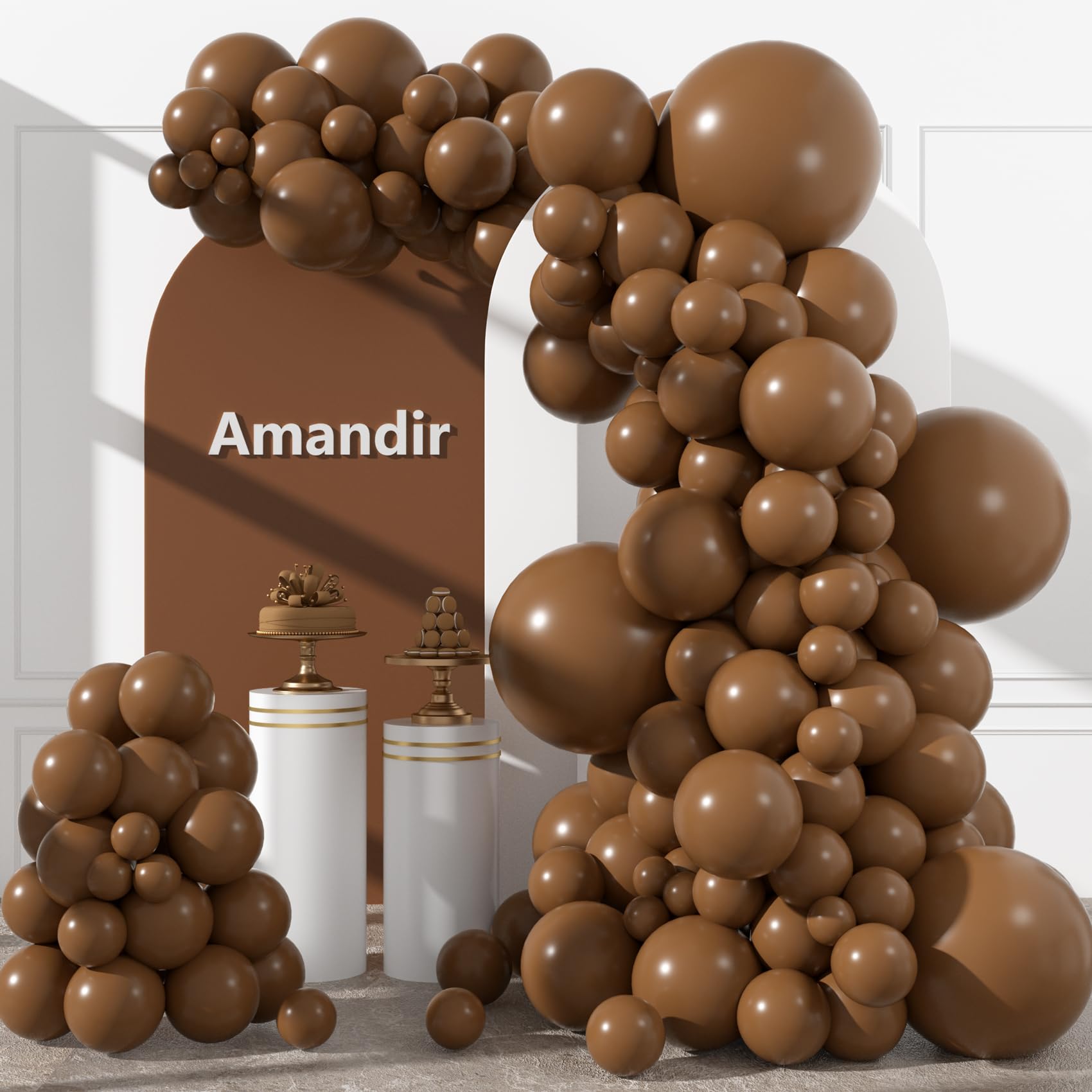 Photo 1 of **2 PACKS** Amandir 153pcs Brown Balloons Arch Garland Kit Different Sizes 18 12 10 5 Inch Boho Neutral Coffee Light Dark Brown Latex Balloon for Birthday Bear Wedding Anniversary Party Decorations