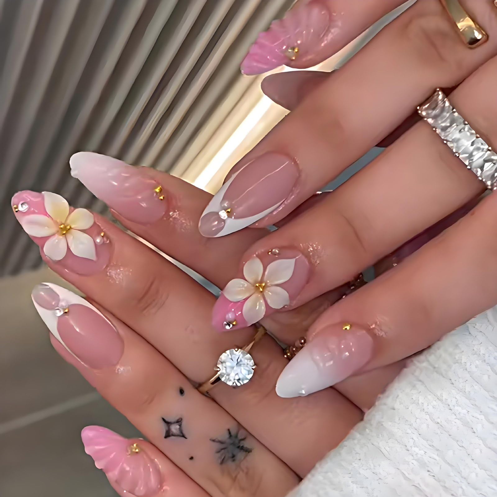 French Tips Press On Nails - Almond Design -14 French Tips Press On Nails - Almond Design -14