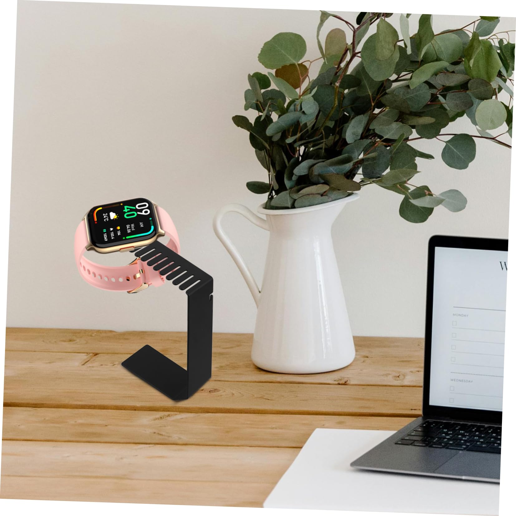NUOBESTY Caricabatteria Per Smartwatch Con Supporto Per Cinturini Orologio Base Ricarica Per Scrivania Espositore Per Accessori Nero