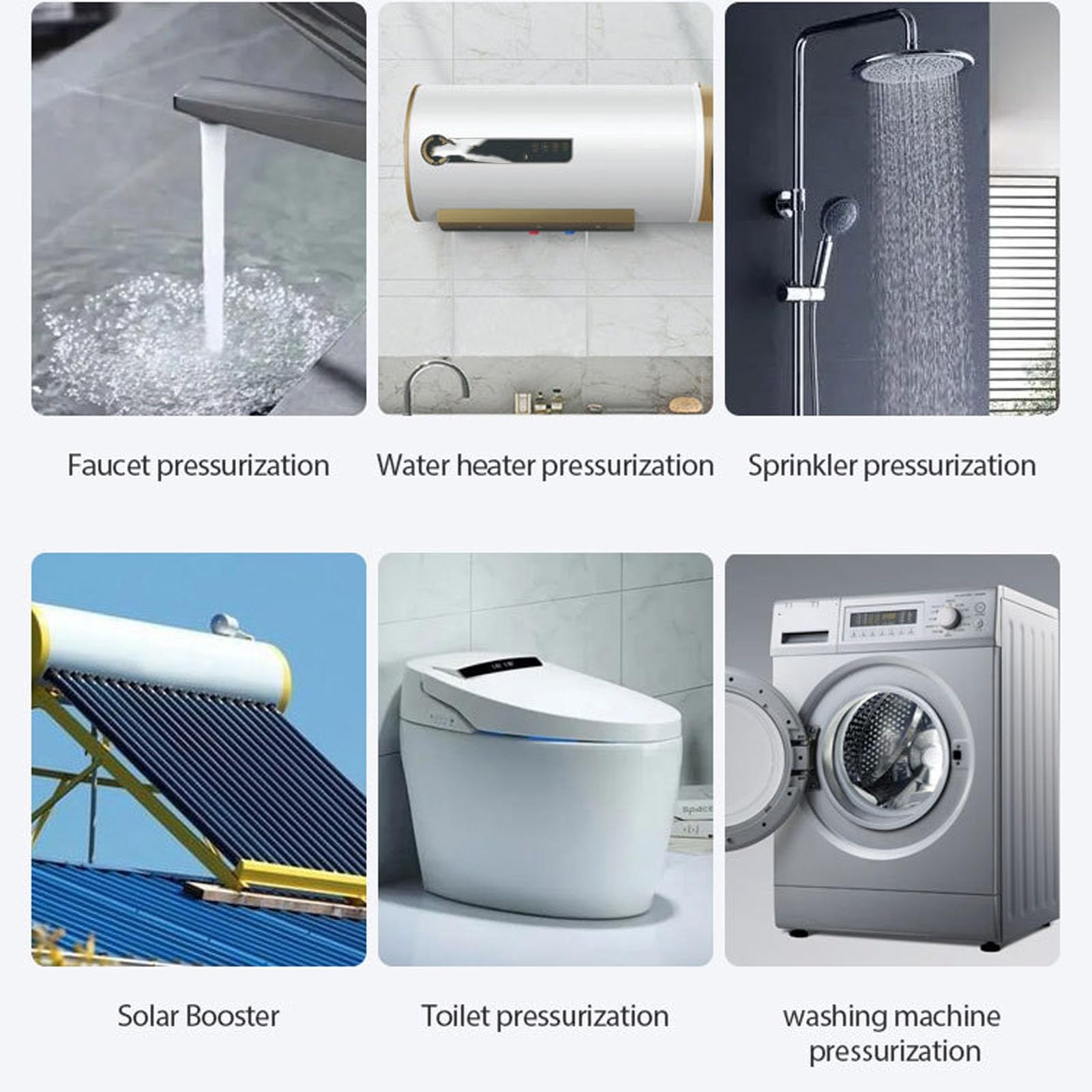 Topiky Bomba de Refuerzo de Ducha 70W 428GPH Salida de Entrada de 1/2 Pulgada, Bomba de Refuerzo de Presión de Agua Silenciosa con Tubo Corrugado para Inodoro de Lavabo Doméstico (Enchufe de la UE
