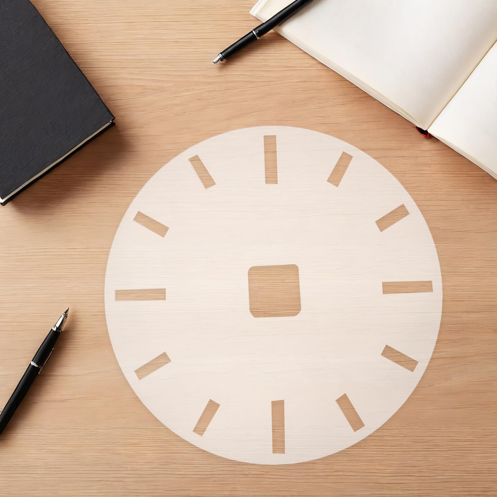 Plantillas de Reloj Acrílicas 2 Piezas para Fresadora Plantilla de Incrustación Circular para Carpintería DIY de Números para Tablero de Reloj Herramienta de Dibujo y Decoración